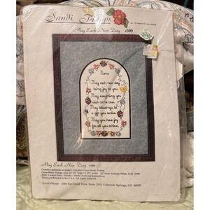Vintage Sandi Phipps Cross-Stitch Kit May Each New Day Complete USA Floral 2001
